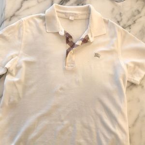 Boys white Burberry polo